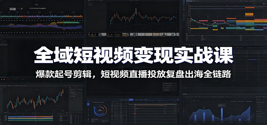 全域短视频变现实战课：爆款起号剪辑，短视频直播投放复盘出海全链路-钱途社