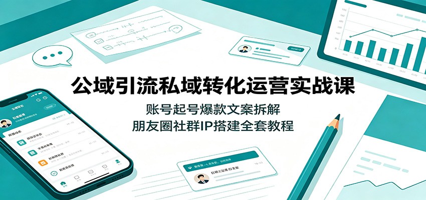 公域引流私域转化运营实战课：账号起号爆款文案拆解，朋友圈社群IP搭建全套教程-钱途社