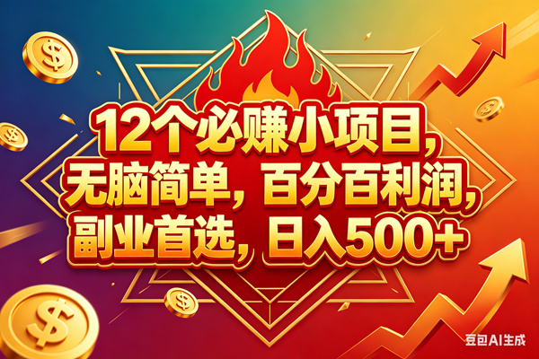 （18272期）12个必赚钱的小项目，百分百赚米，无脑简单，副业首选，日入600+-钱途社