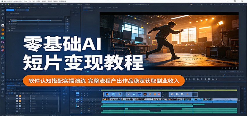零基础AI短片变现教程：软件认知搭配实操演练，完整流程产出作品稳定获取副业收入-钱途社