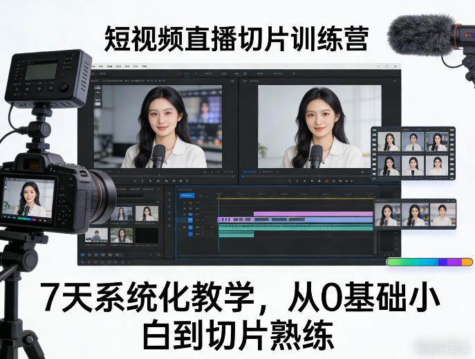 短视频直播切片训练营,7天系统化教学,从0基础小白到切片熟练-钱途社