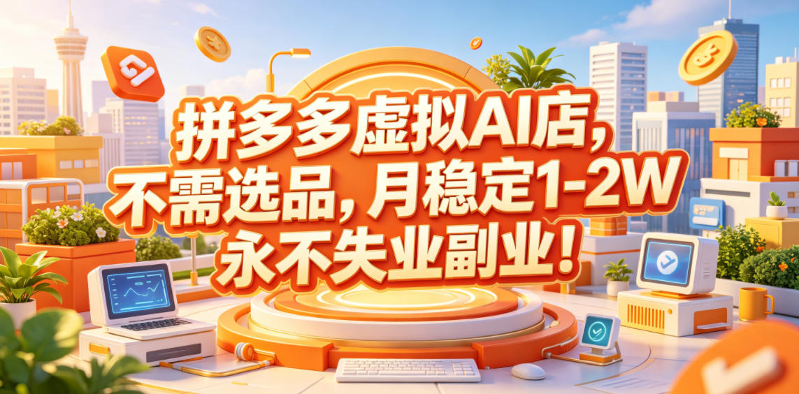 拼多多虚拟AI店，不需选品，月稳定1-2W，永不失业副业！【揭秘】-钱途社