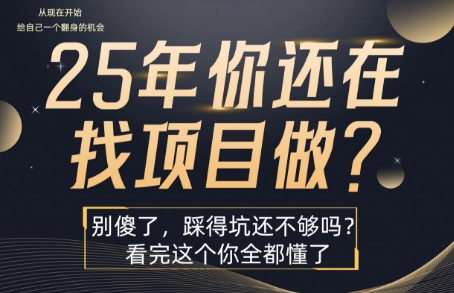 25年，你还在疯狂的找项目吗？别傻了，看完这个你都懂了【揭秘】-钱途社
