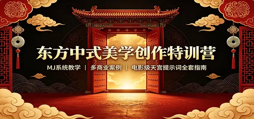 东方中式美学创作特训营：MJ系统教学，多商业案例，电影级天宫提示词全套指南-钱途社