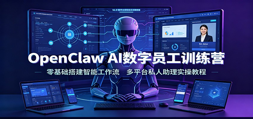 OpenClaw AI数字员工训练营：零基础搭建智能工作流，多平台私人助理实操教程-钱途社