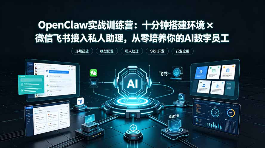OpenClaw实战特训营：十分钟搭建环境×微信飞书接入私人助理，从零培养你的AI数字员工-钱途社