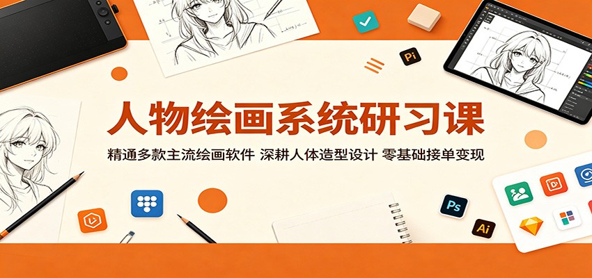 人物绘画系统研习课:精通多款主流绘画软件,深耕人体造型设计,零基础接单变现-钱途社