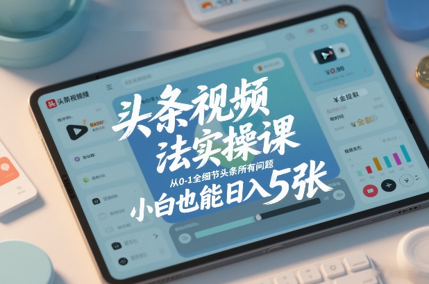 头条视频玩法实操课，从0-1全细节头条所有问题，小白也能日入5张-钱途社