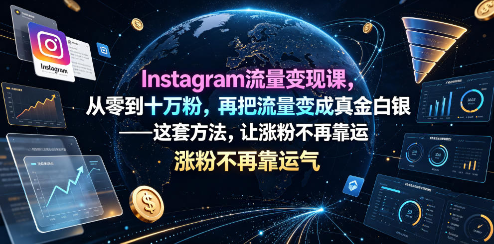Instagram流量变现课，从零到十万粉，再把流量变成真金白银——这套方法，让涨粉不再靠运气【原创双语字幕】-钱途社