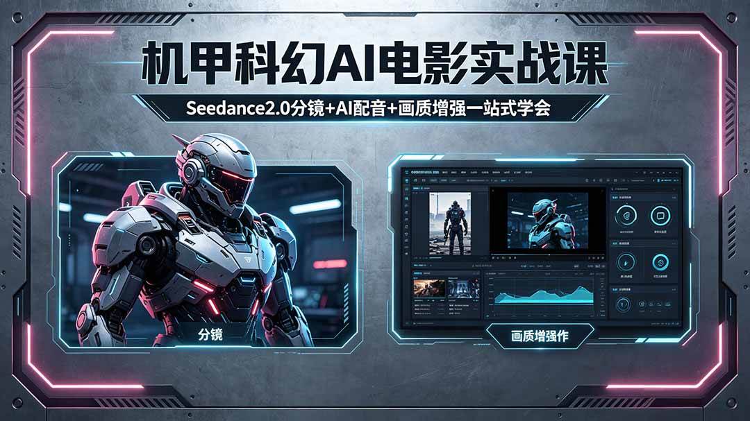 （18298期）机甲科幻 AI 电影实战课，Seedance2.0 分镜 + AI 配音 + 画质增强一站式学会-钱途社