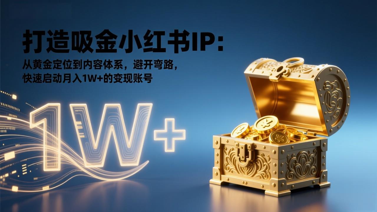 打造吸金小红书IP：从黄金定位到内容体系，避开弯路，快速启动月入1W+的变现账号-钱途社