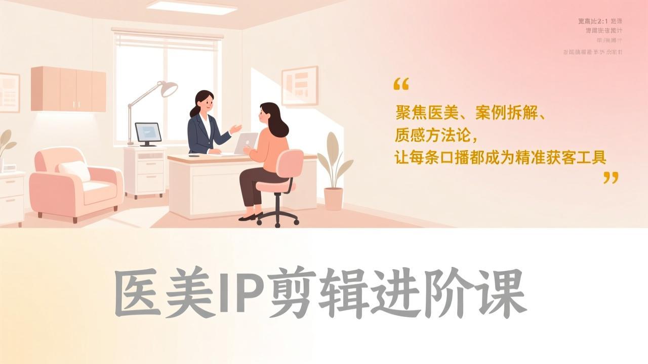 医美IP剪辑进阶课，聚焦医美、案例拆解、质感方法论，让每条口播都成为精准获客工具-钱途社