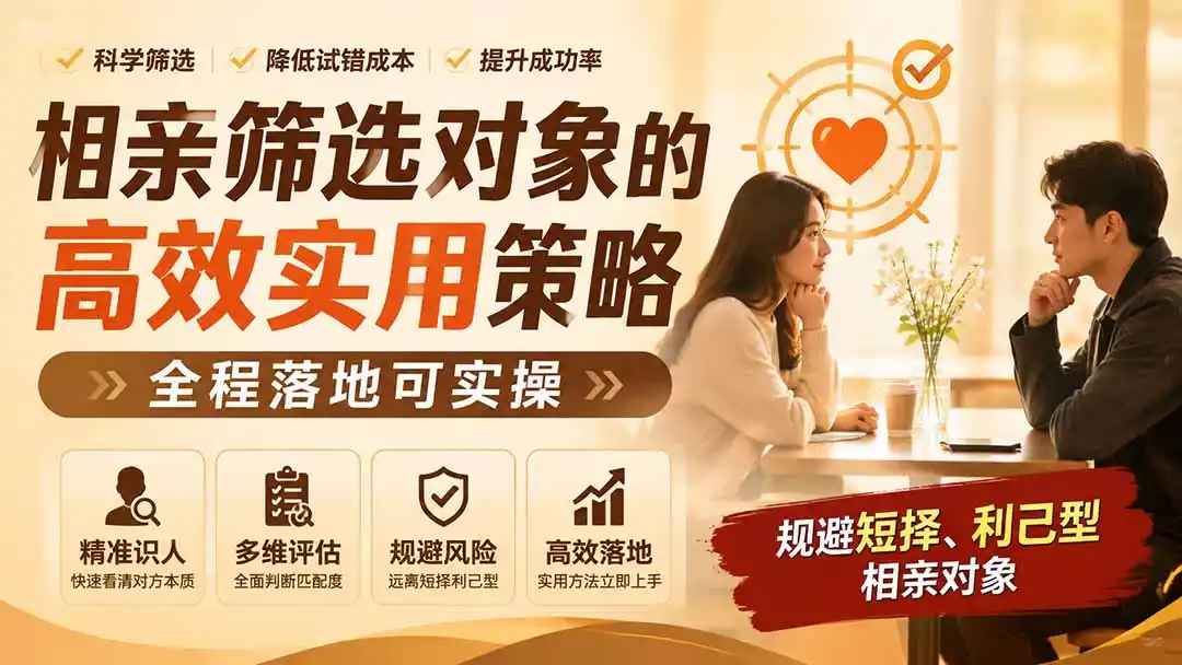 付费文章：相亲筛选对象的高效实用策略，全程落地可实操，规避短择、利己型相亲对象-钱途社