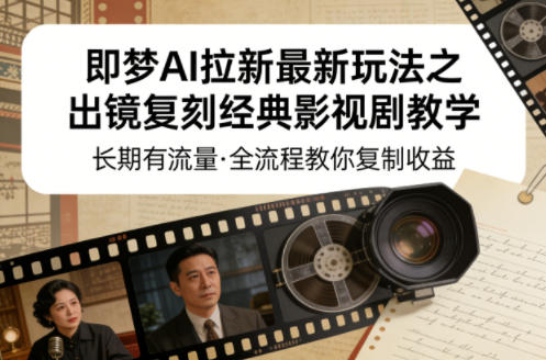 即梦AI拉新最新玩法之出镜复刻经典影视剧教学,长期有流量,全流程教你复制收益-钱途社