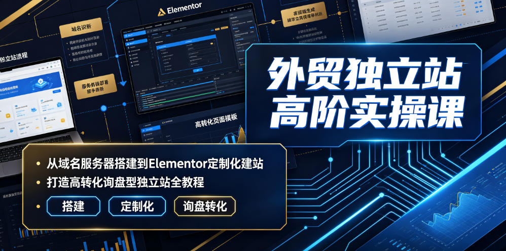 外贸独立站高阶实操课｜从域名服务器搭建到Elementor定制化建站，打造高转化询盘型独立站全教程-钱途社