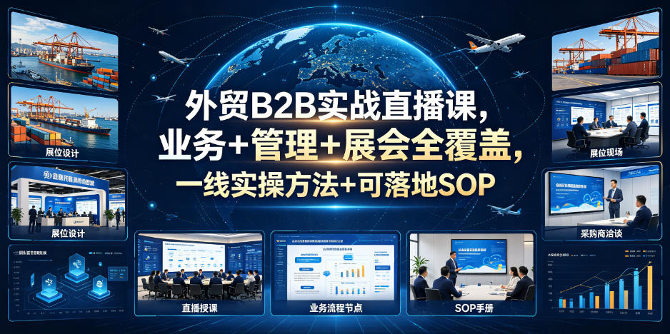 外贸B2B实战直播课，业务+管理+展会全覆盖，一线实操方法+可落地SOP-钱途社