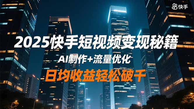 2025快手短视频变现秘籍，AI制作+流量优化，日均收益轻松破千-钱途社