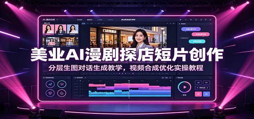 美业AI漫剧探店短片创作：分层生图对话生成教学，视频合成优化实操教程-钱途社