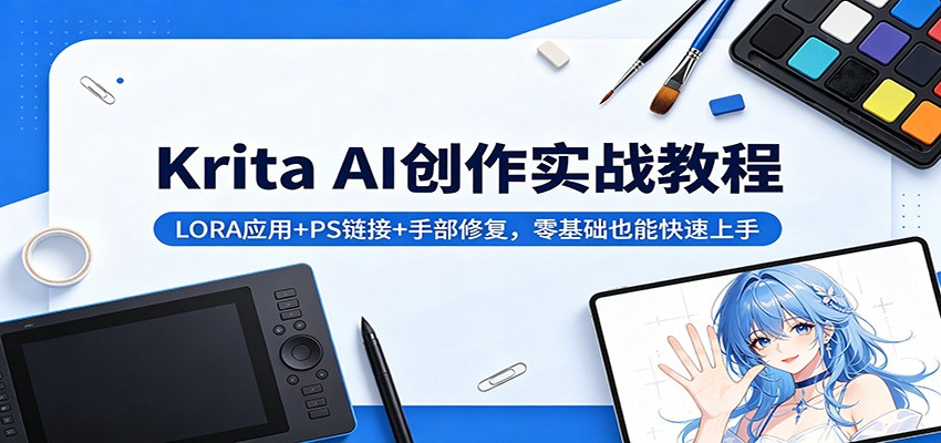 Krita AI创作实战教程：LORA应用+PS链接+手部修复，零基础也能快速上手-钱途社