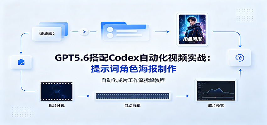 GPT5.6搭配Codex自动化视频实战：提示词角色海报制作，自动化成片工作流拆解教程-钱途社