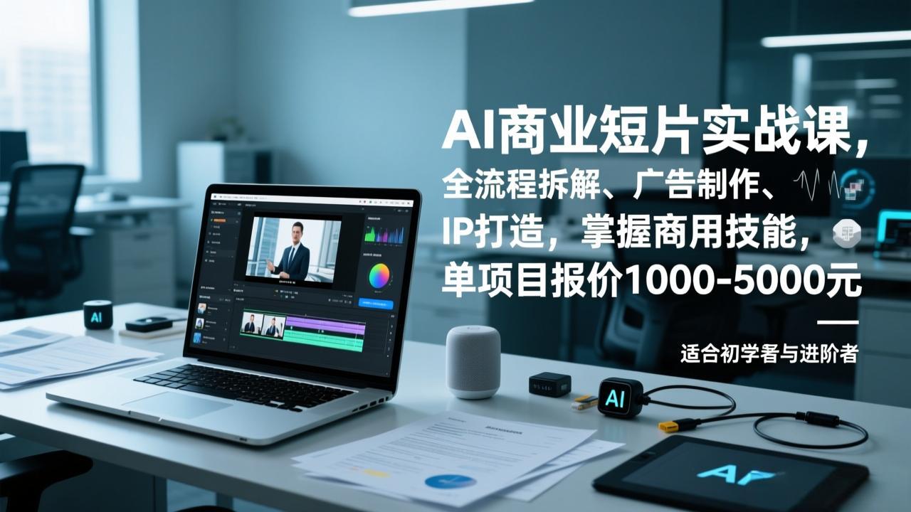 AI商业短片实战课，全流程拆解、广告制作、IP打造，掌握商用技能，单项目报价1000-5000元-钱途社