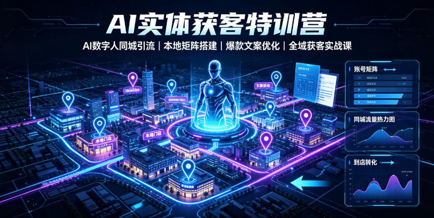 AI实体获客特训营｜AI数字人同城引流、本地矩阵搭建、爆款文案优化全域获客实战课-钱途社