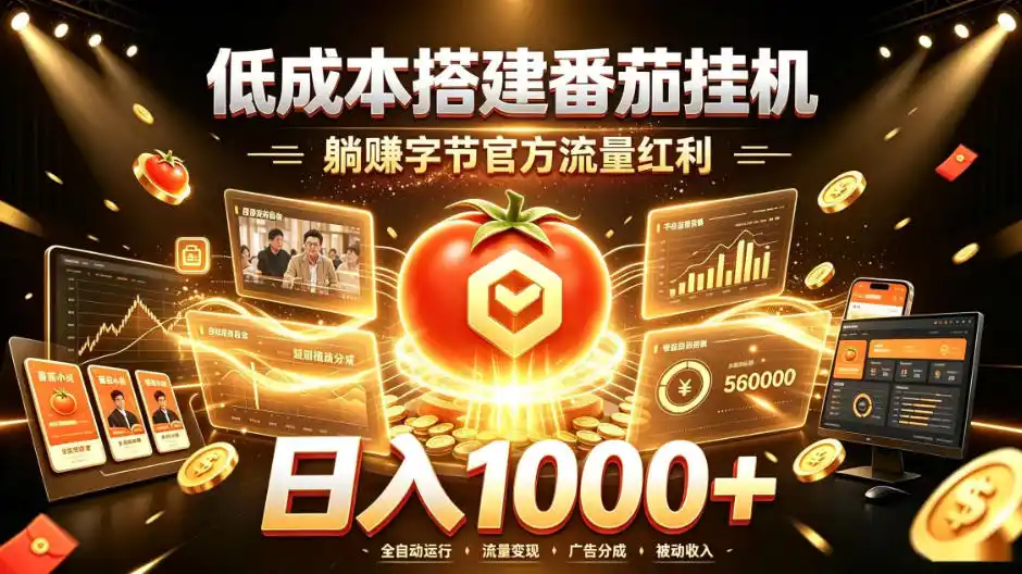 低成本搭建番茄挂G，躺賺字节官方流量红利，日入1k+，全程傻瓜式落地【揭秘】-钱途社