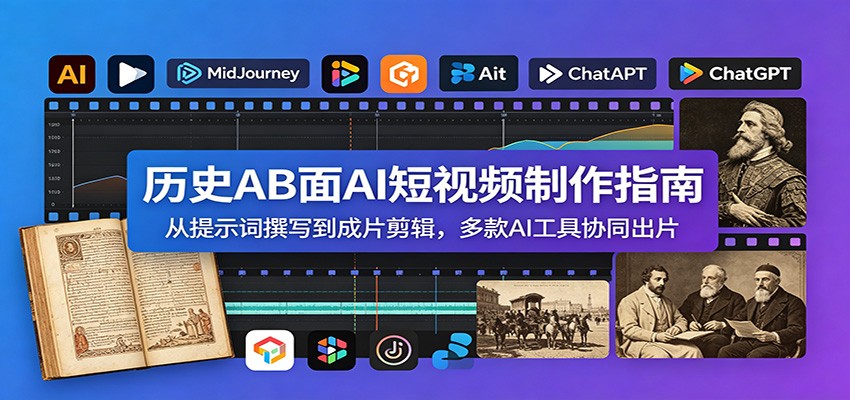 历史AB面AI短视频制作指南：从提示词撰写到成片剪辑，多款AI工具协同出片-钱途社