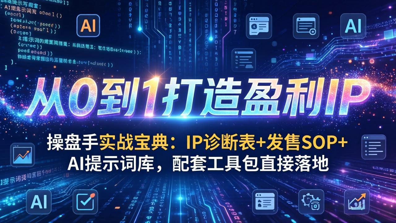 操盘手实战宝典:IP诊断表+发售SOP+AI提示词库,配套工具包直接落地,从0到1打造盈利IP-钱途社