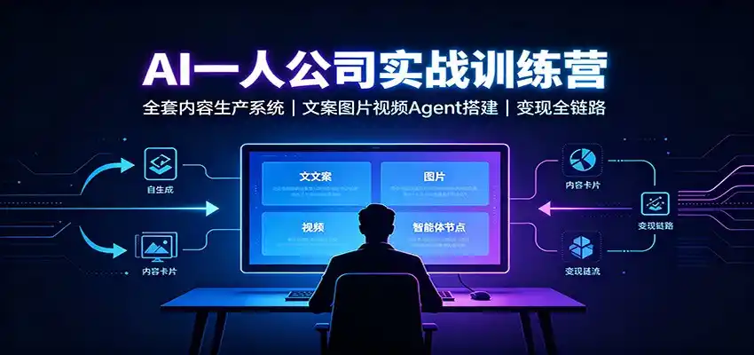 AI创作一人公司实战训练营：全套内容生产系统，文案图片视频Agent搭建变现全链路-钱途社