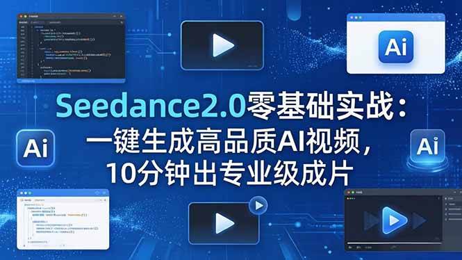 （18323期）Seedance2.0零基础实战：一键生成高品质AI视频，10分钟出专业级成片-钱途社