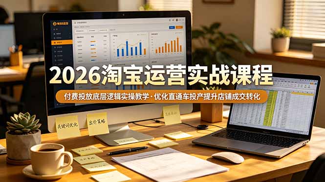 2026 淘宝运营实战课程，付费投放底层逻辑实操教学，优化直通车投产提升店铺成交转化-钱途社