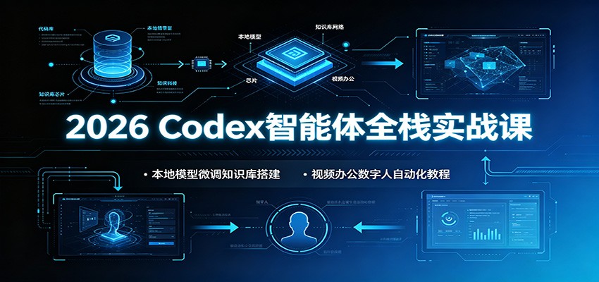 2026 Codex智能体全栈实战课：本地模型微调知识库搭建，视频办公数字人自动化教程-钱途社