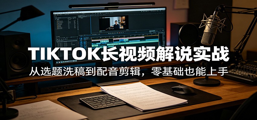 TIKTOK长视频解说实战：从选题洗稿到配音剪辑，零基础也能上手-钱途社