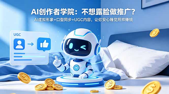 AI创作者学院：不想露脸做推广？AI虚拟形象+口型同步+UGC内容，让你安心睡觉照样赚钱-钱途社