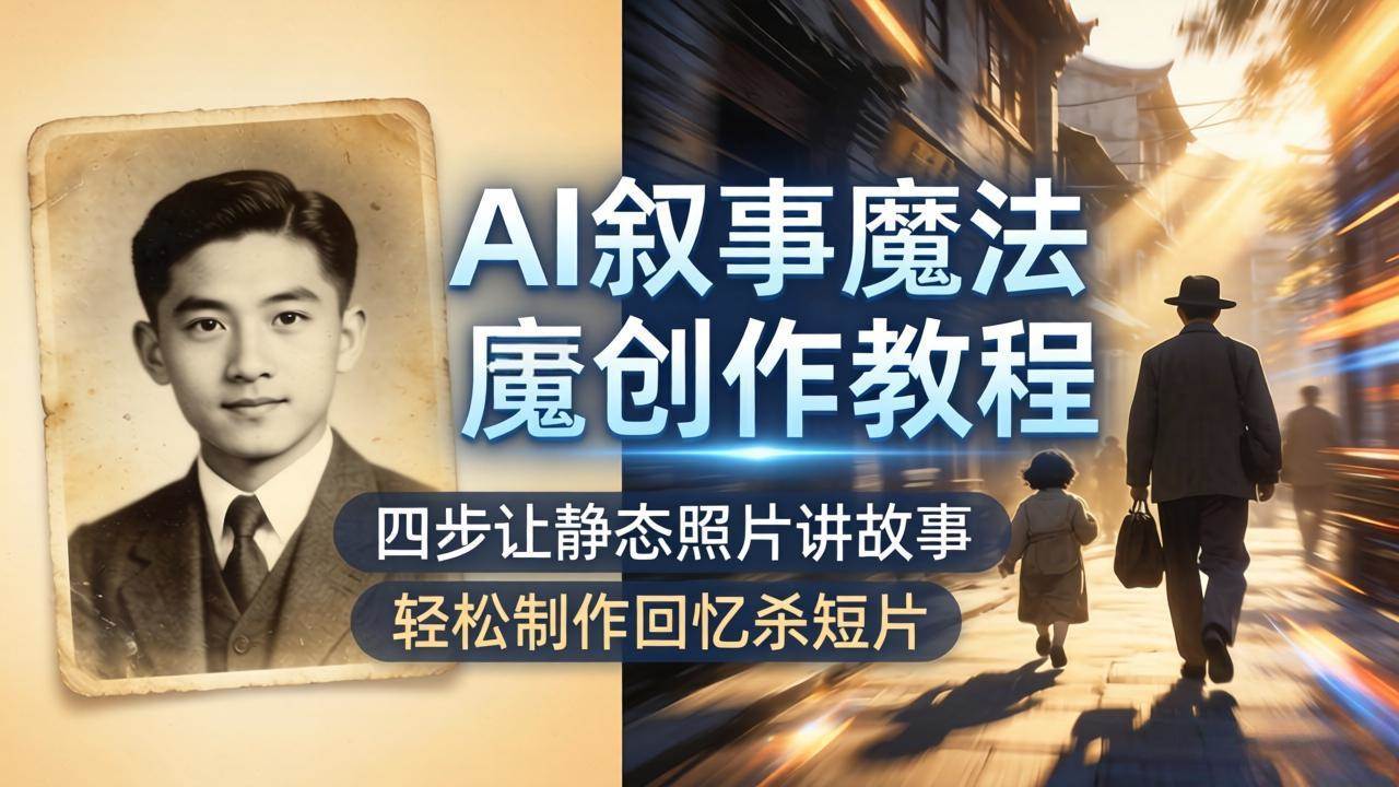 （18208期）AI叙事魔法创作教程，四步让静态照片讲故事，老照片修复加动态特效，轻松制作回忆杀短片-钱途社
