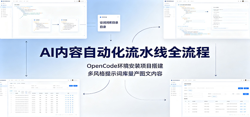AI内容自动化流水线全流程：OpenCode环境安装项目搭建，多风格提示词库量产图文内容-钱途社