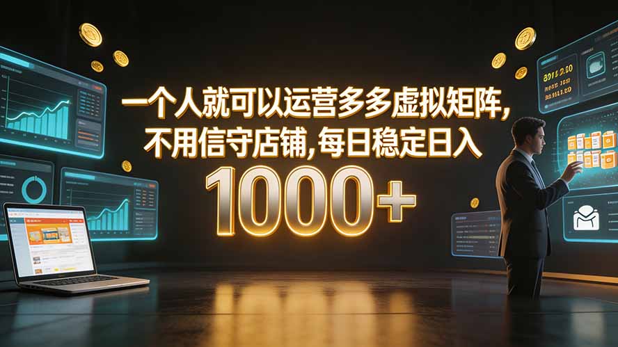 一个人就可以运营多多虚拟矩阵，不用值守店铺，每日稳定日入 1000+-钱途社
