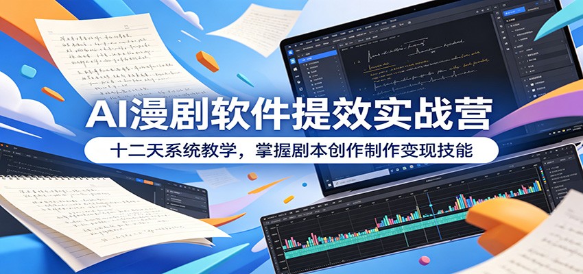 AI漫剧软件提效实战营：十二天系统教学，掌握剧本创作制作变现技能-钱途社