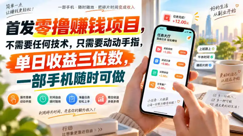 首发零撸賺钱项目，不需要任何技术，只需要动动手指，单日收益三位数，一部手机随时可做【揭秘】-钱途社