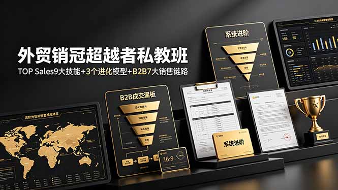 外贸销冠超越者私教班：TOP Sales9大技能+3个进化模型+B2B7大销售链路，系统进阶-钱途社
