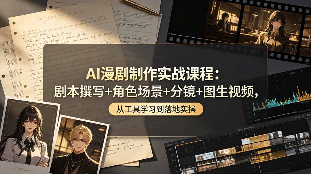 AI漫剧制作实战课程：剧本撰写+角色场景+分镜+图生视频，从工具学习到落地实操-钱途社