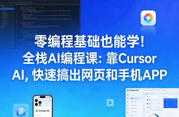 零编程基础也能学!全栈AI编程课:靠Cursor AI,快速搞出网页和手机APP-钱途社