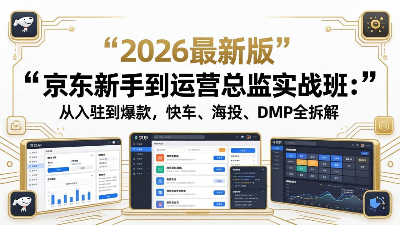 京东新手到运营总监实战班：从入驻到爆款，快车、海投、DMP全拆解，2026最新版-钱途社