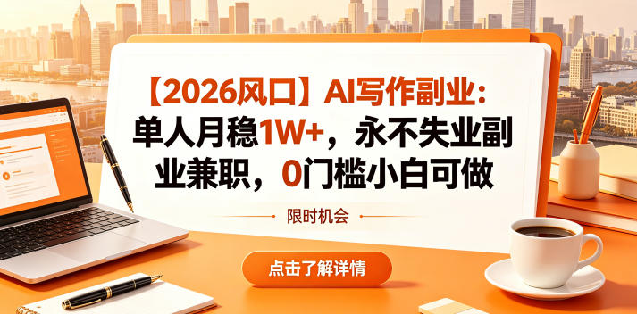 【2026风口】AI写作副业：单人月稳1W+，永不失业副业兼职，0门槛小白可做【揭秘】-钱途社