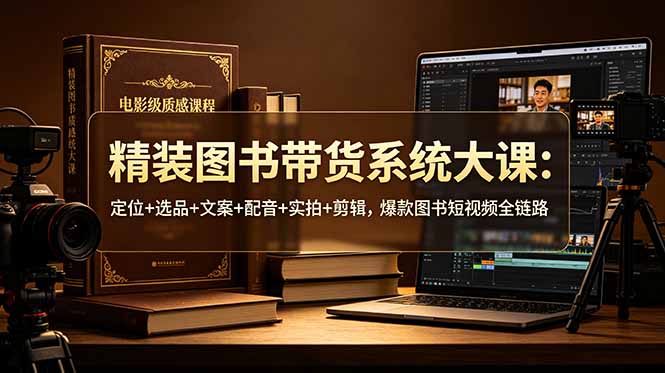 精装图书带货系统大课：定位+选品+文案+配音+实拍+剪辑，爆款图书短视频全链路-钱途社