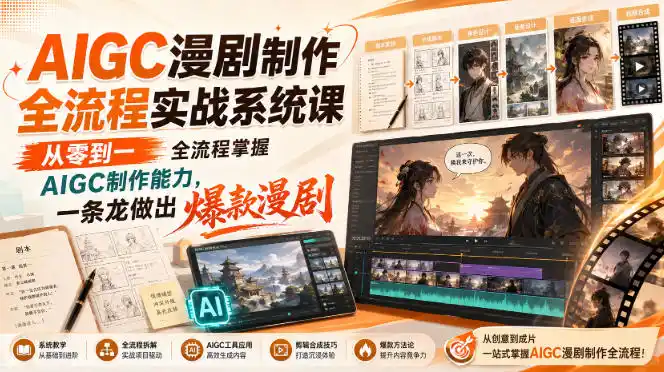AIGC漫剧制作全流程实战系统课，从零到一全流程掌握AIGC制作能力，一条龙做出爆款漫剧-钱途社