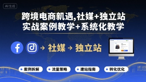 跨境电商新机遇，社媒+独立站，实战案例教学+系统化教学-钱途社