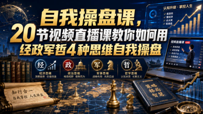 自我操盘课，20节视频直播课教你如何用经政军哲4种思维自我操盘-钱途社