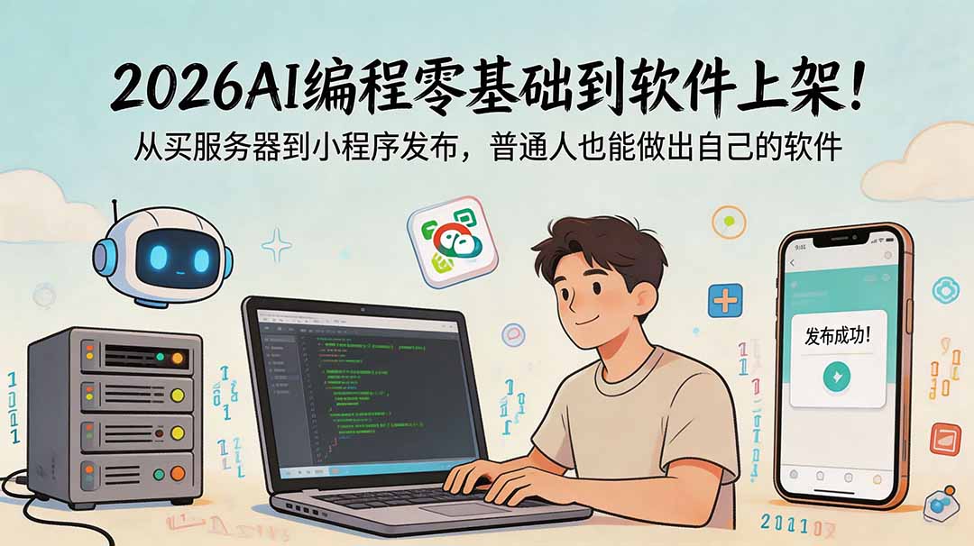 2026AI编程零基础到软件上架！从买服务器到小程序发布，普通人也能做出自己的软件-钱途社